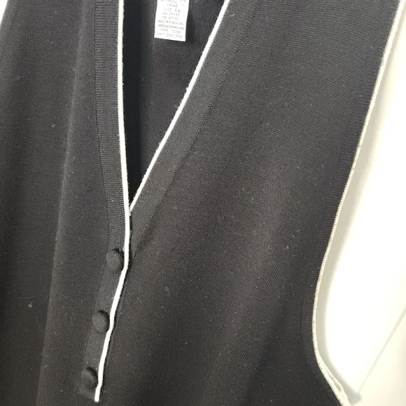 Evan Picone Black Sweater Sleeveless Dress White Trim Plus Size 1X - Picture 4 of 5